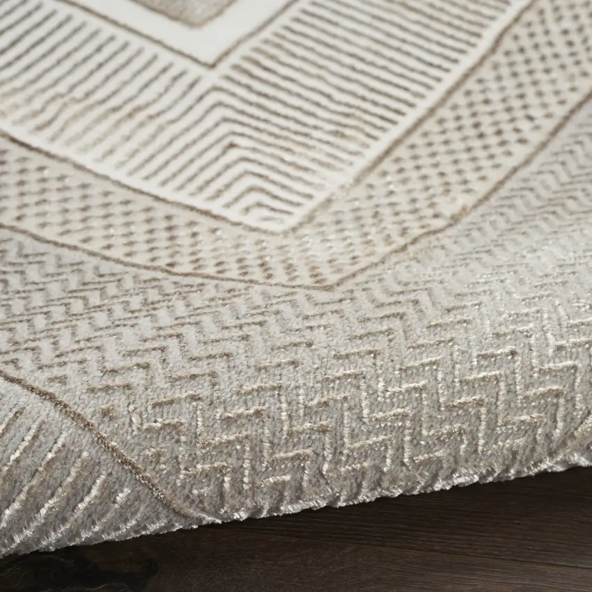 Ivory and Gray Geometric Non Skid Area Rug Photo 4