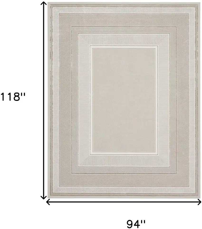 Ivory and Gray Geometric Non Skid Area Rug Photo 3