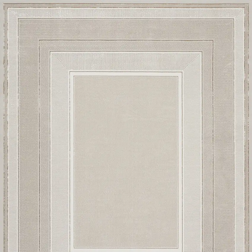 Ivory and Gray Geometric Non Skid Area Rug Photo 8