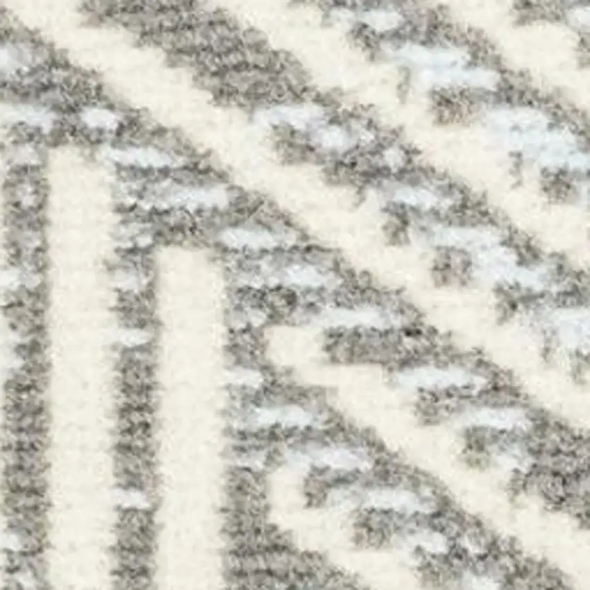 Ivory and Gray Geometric Non Skid Area Rug Photo 3