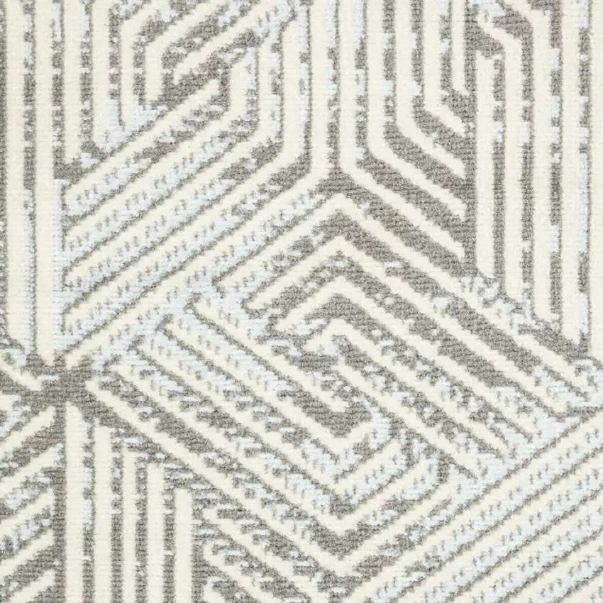 Ivory and Gray Geometric Non Skid Area Rug Photo 1