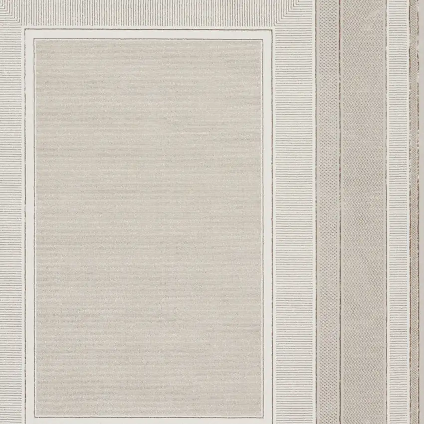 Ivory and Gray Geometric Non Skid Area Rug Photo 7