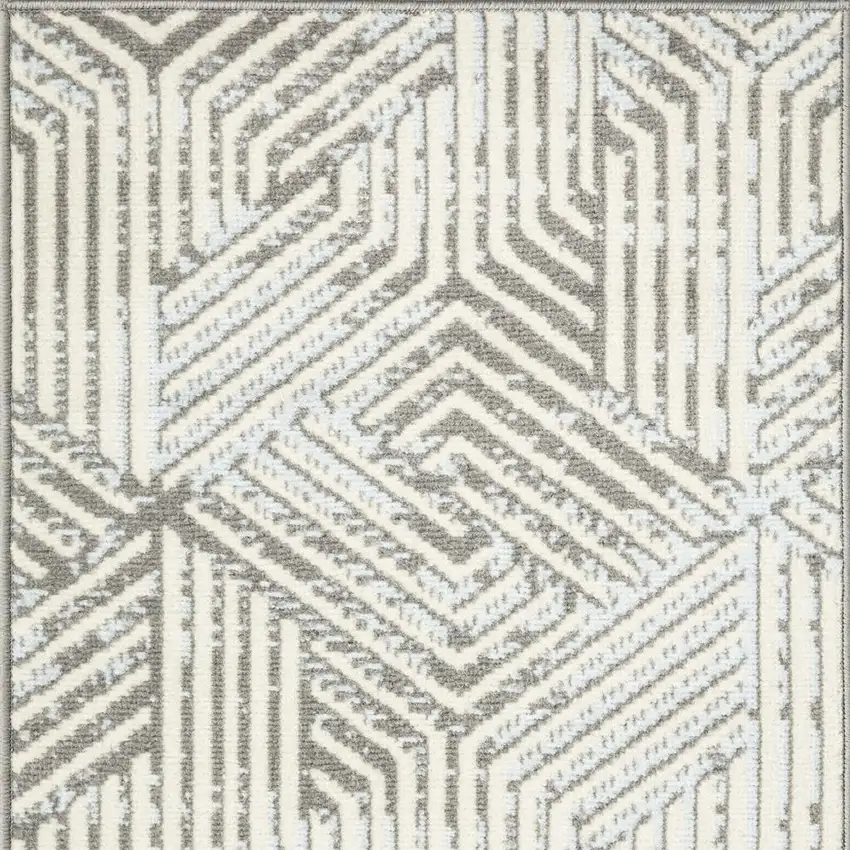 Ivory and Gray Geometric Non Skid Area Rug Photo 6
