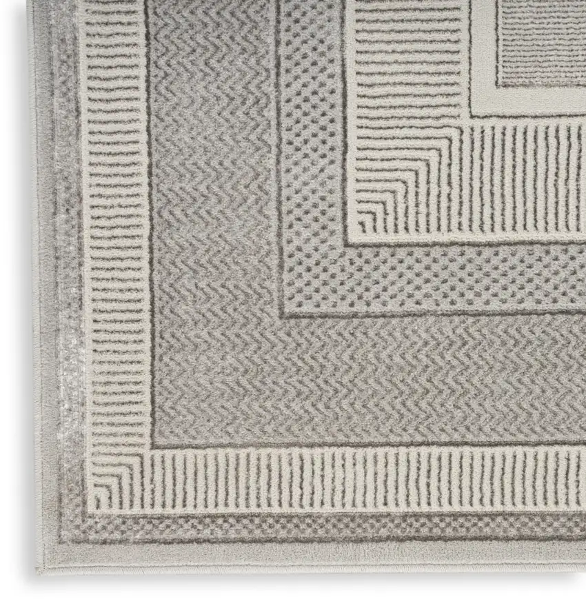 Ivory and Gray Geometric Non Skid Area Rug Photo 8