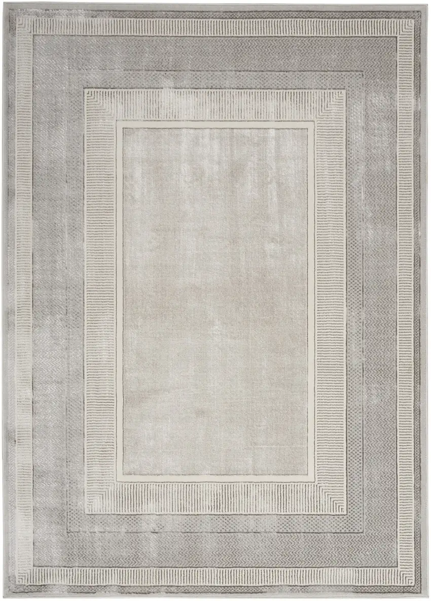 Ivory and Gray Geometric Non Skid Area Rug Photo 5