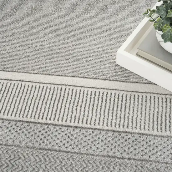 Ivory and Gray Geometric Non Skid Area Rug Photo 5