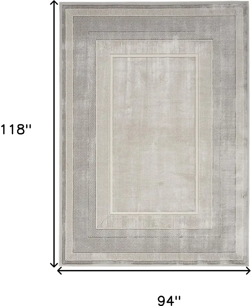Ivory and Gray Geometric Non Skid Area Rug Photo 3