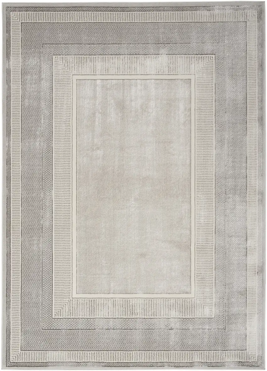 Ivory and Gray Geometric Non Skid Area Rug Photo 2
