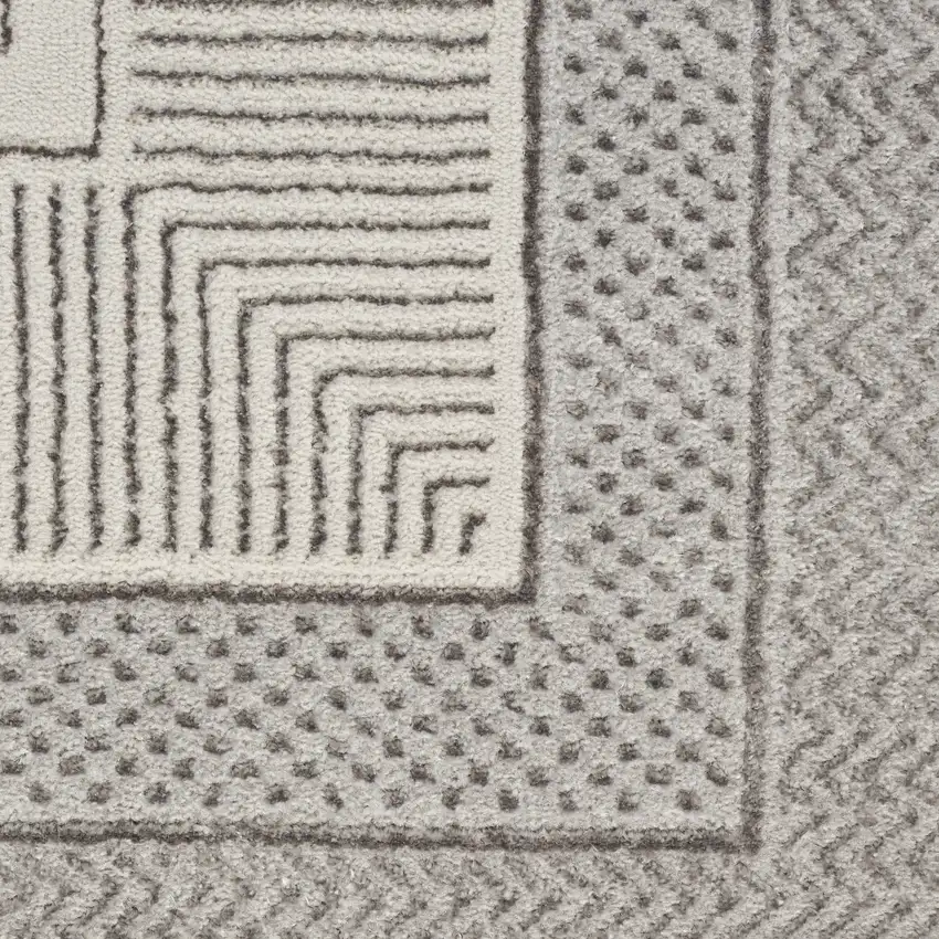 Ivory and Gray Geometric Non Skid Area Rug Photo 1