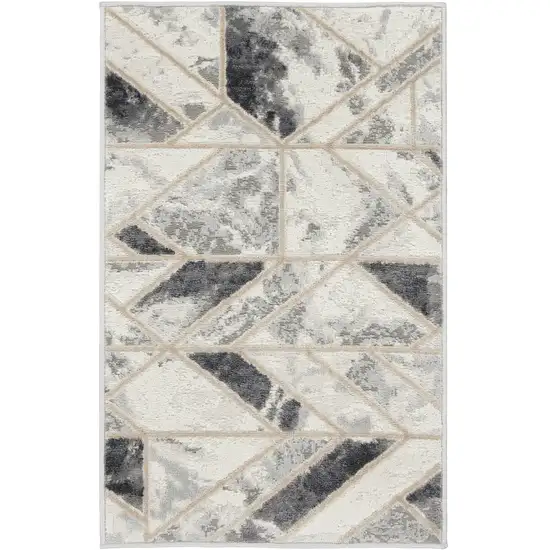 Ivory and Gray Geometric Non Skid Area Rug Photo 7