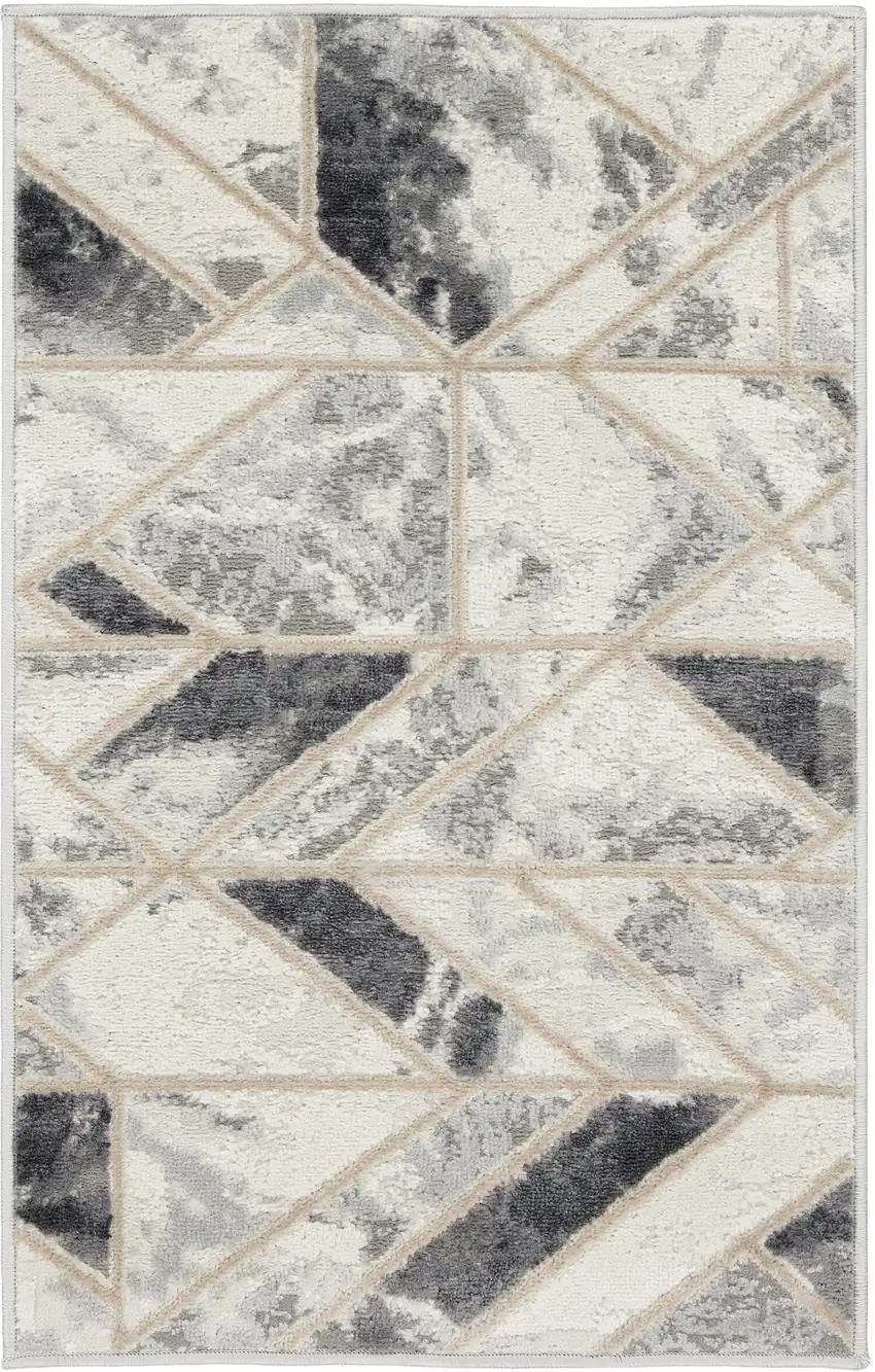 Ivory and Gray Geometric Non Skid Area Rug Photo 7