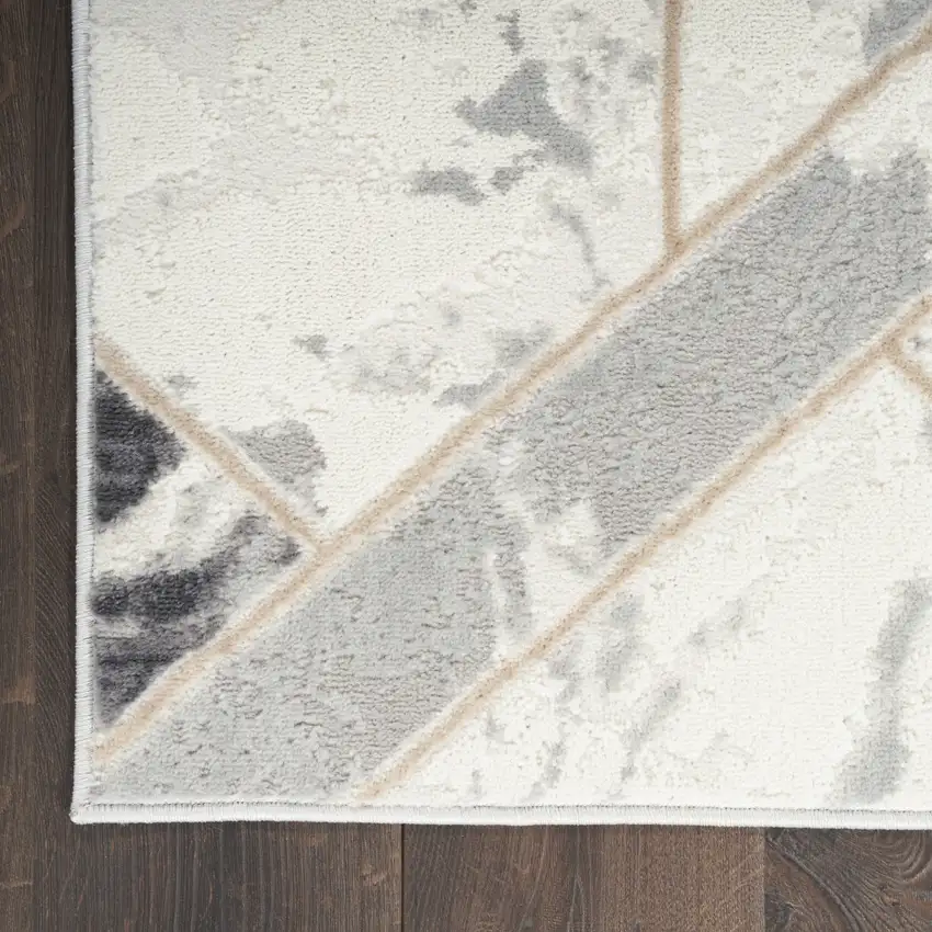 Ivory and Gray Geometric Non Skid Area Rug Photo 9