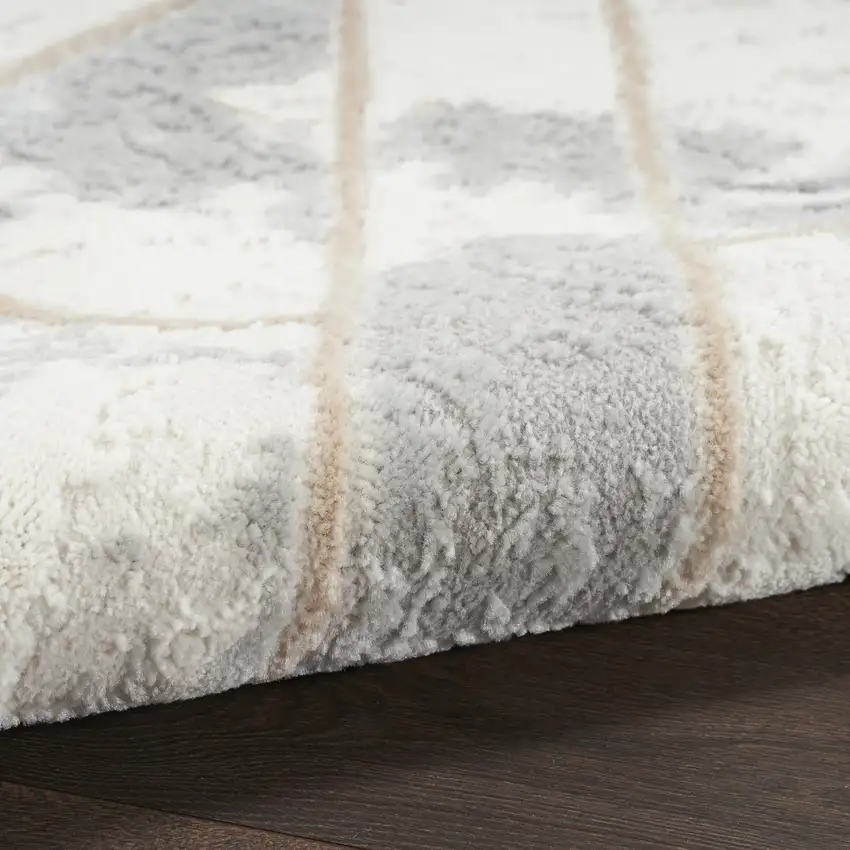 Ivory and Gray Geometric Non Skid Area Rug Photo 7