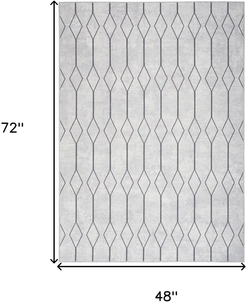 Ivory and Gray Geometric Power Loom Area Rug Photo 3