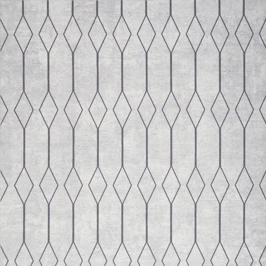 Ivory and Gray Geometric Power Loom Area Rug Photo 5
