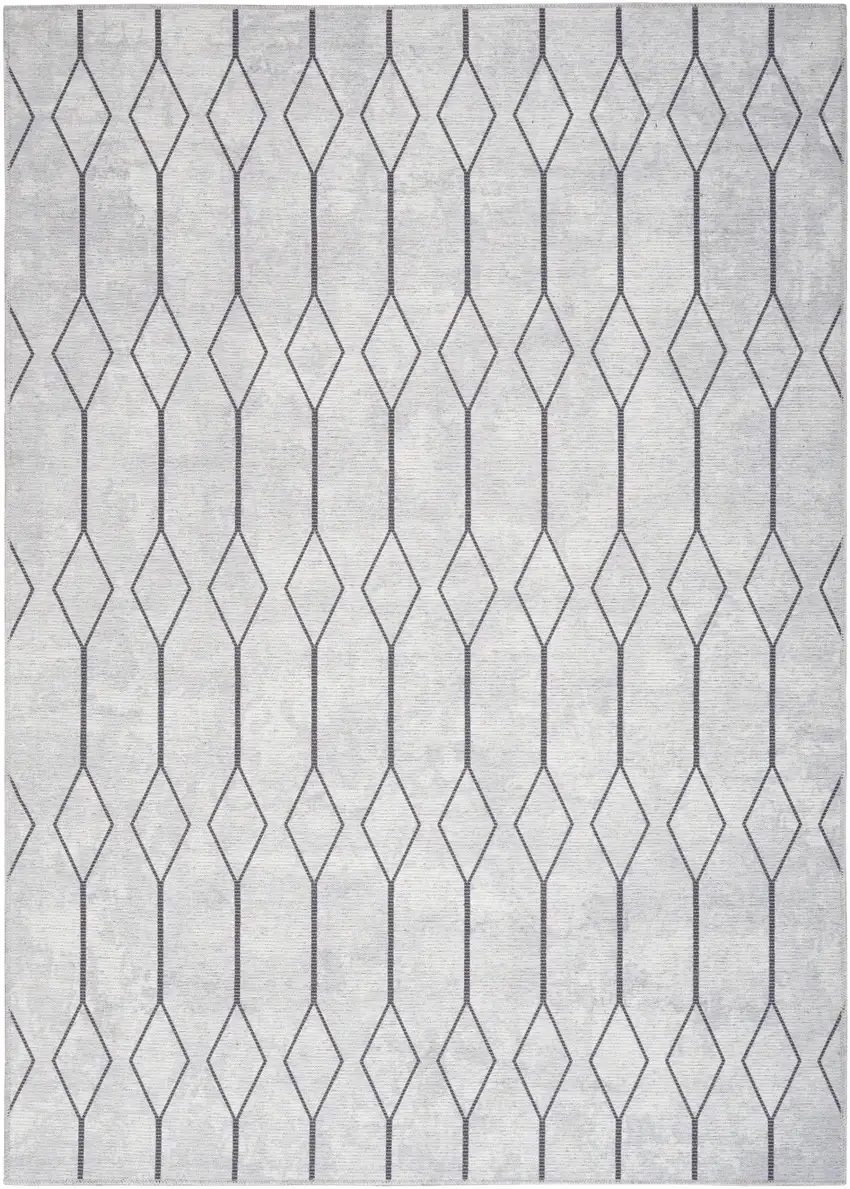 Ivory and Gray Geometric Power Loom Area Rug Photo 2