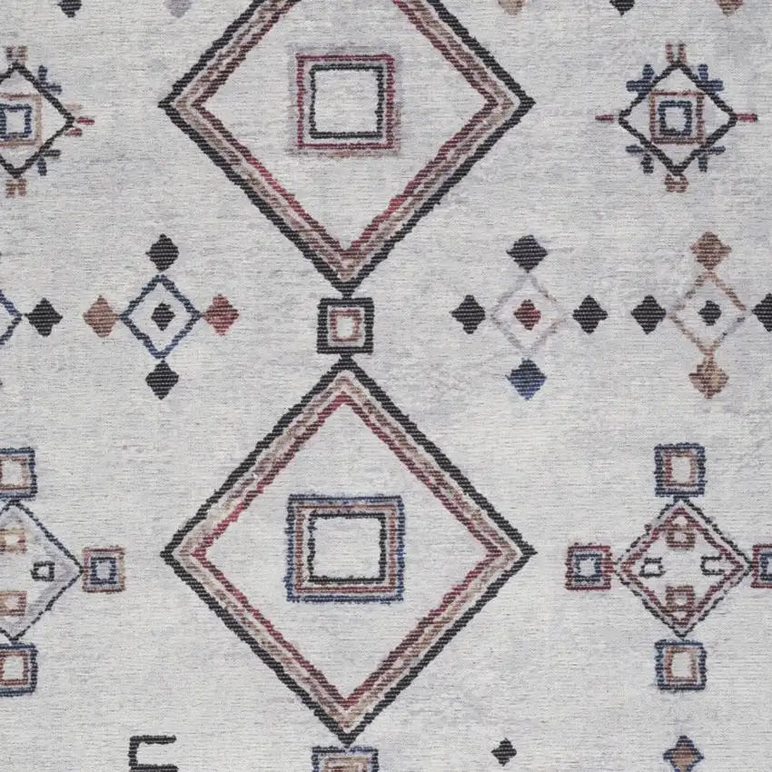 Ivory and Gray Geometric Power Loom Area Rug Photo 7