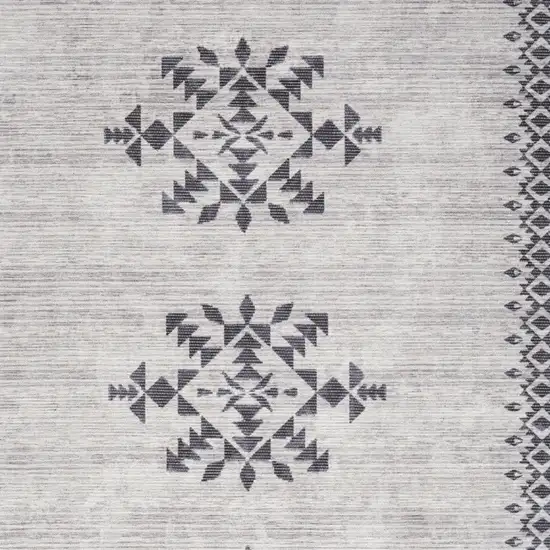 Ivory and Gray Geometric Power Loom Area Rug Photo 5