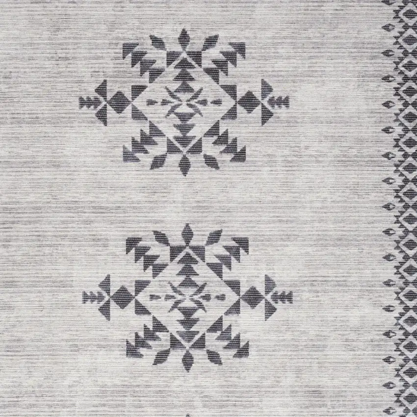 Ivory and Gray Geometric Power Loom Area Rug Photo 5