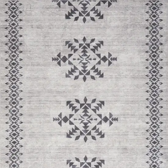 Ivory and Gray Geometric Power Loom Area Rug Photo 6