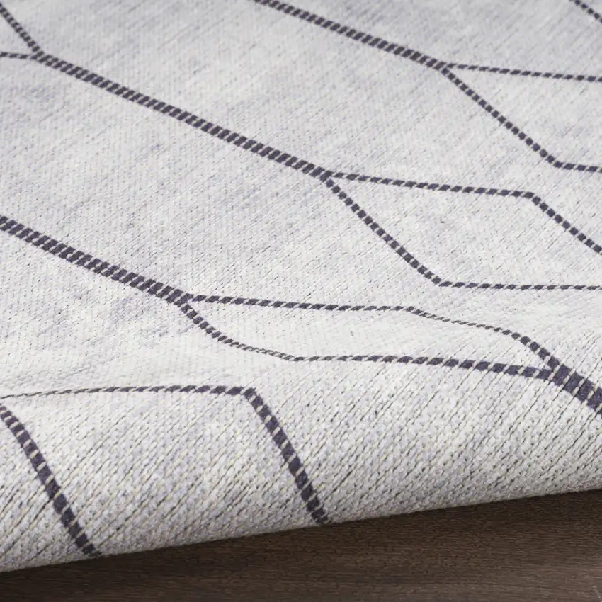 Ivory and Gray Geometric Power Loom Washable Area Rug Photo 9