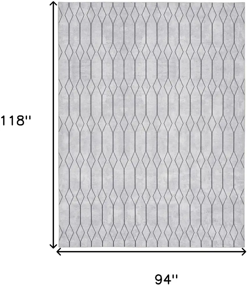 Ivory and Gray Geometric Power Loom Washable Area Rug Photo 8