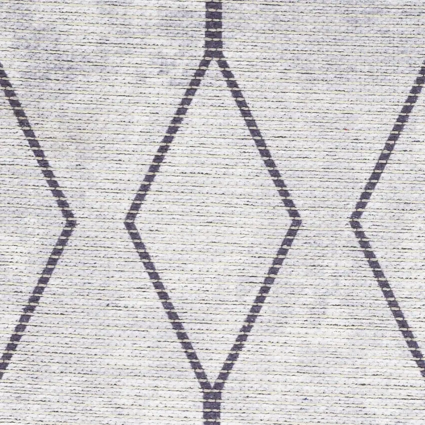Ivory and Gray Geometric Power Loom Washable Area Rug Photo 8