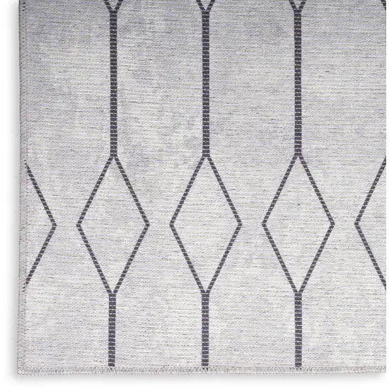 Ivory and Gray Geometric Power Loom Washable Area Rug Photo 3