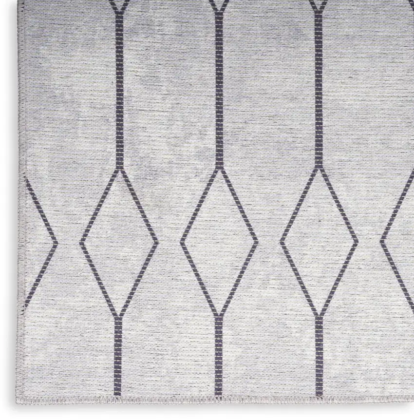 Ivory and Gray Geometric Power Loom Washable Area Rug Photo 3