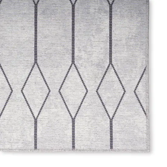 Ivory and Gray Geometric Power Loom Washable Area Rug Photo 4