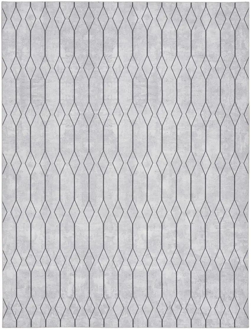 Ivory and Gray Geometric Power Loom Washable Area Rug Photo 1