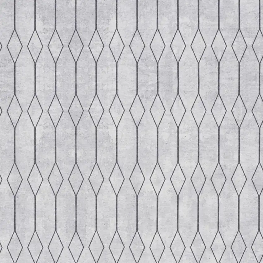 Ivory and Gray Geometric Power Loom Washable Area Rug Photo 3