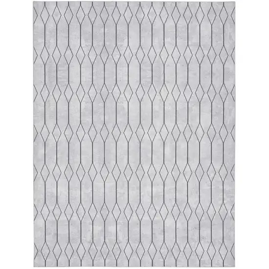 Ivory and Gray Geometric Power Loom Washable Area Rug Photo 7