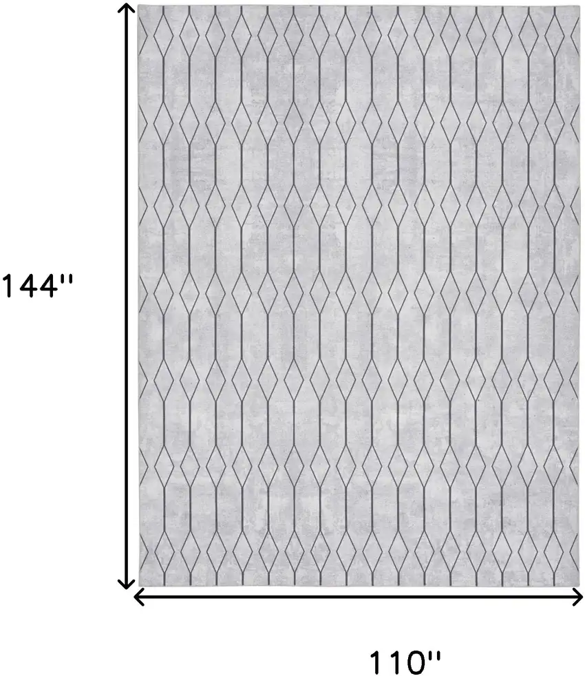 Ivory and Gray Geometric Power Loom Washable Area Rug Photo 7