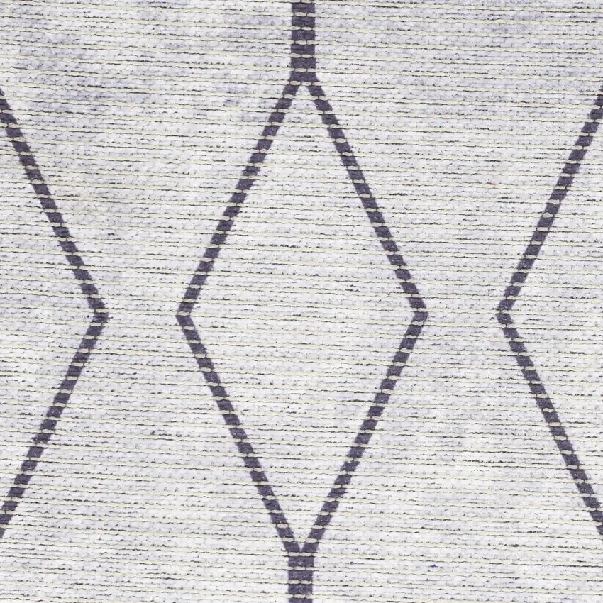 Ivory and Gray Geometric Power Loom Washable Area Rug Photo 8