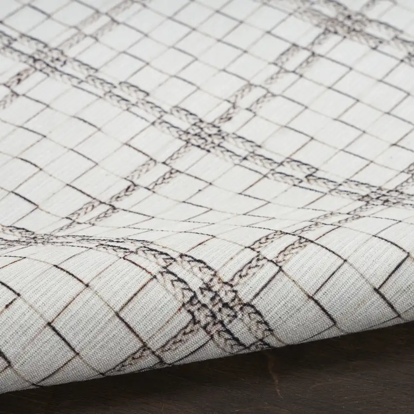 5' X 7' Ivory and Gray Geometric Power Loom Washable Non Skid Area Rug Photo 9