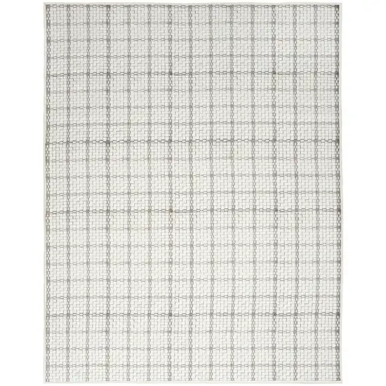 Ivory and Gray Geometric Power Loom Washable Non Skid Area Rug Photo 9