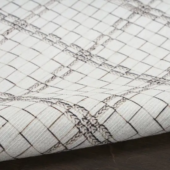 Ivory and Gray Geometric Power Loom Washable Non Skid Area Rug Photo 8