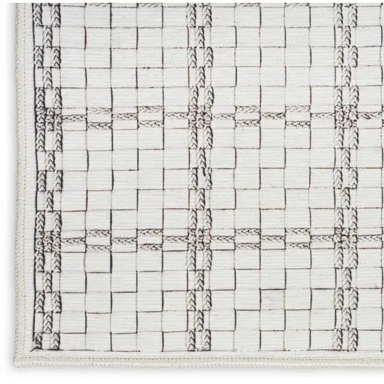 Ivory and Gray Geometric Power Loom Washable Non Skid Area Rug Photo 1