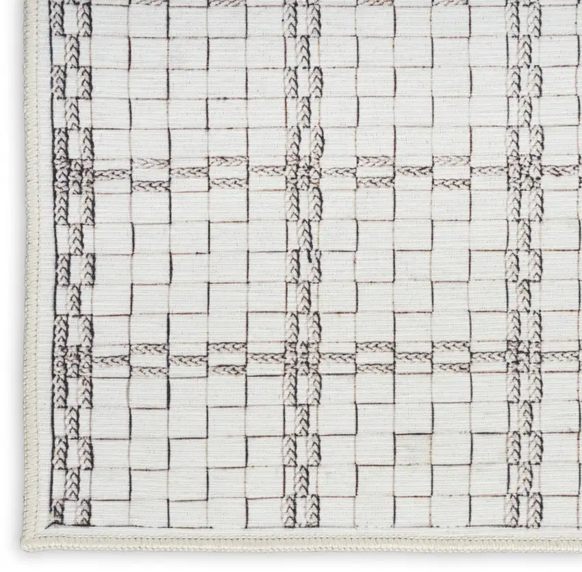 Ivory and Gray Geometric Power Loom Washable Non Skid Area Rug Photo 1