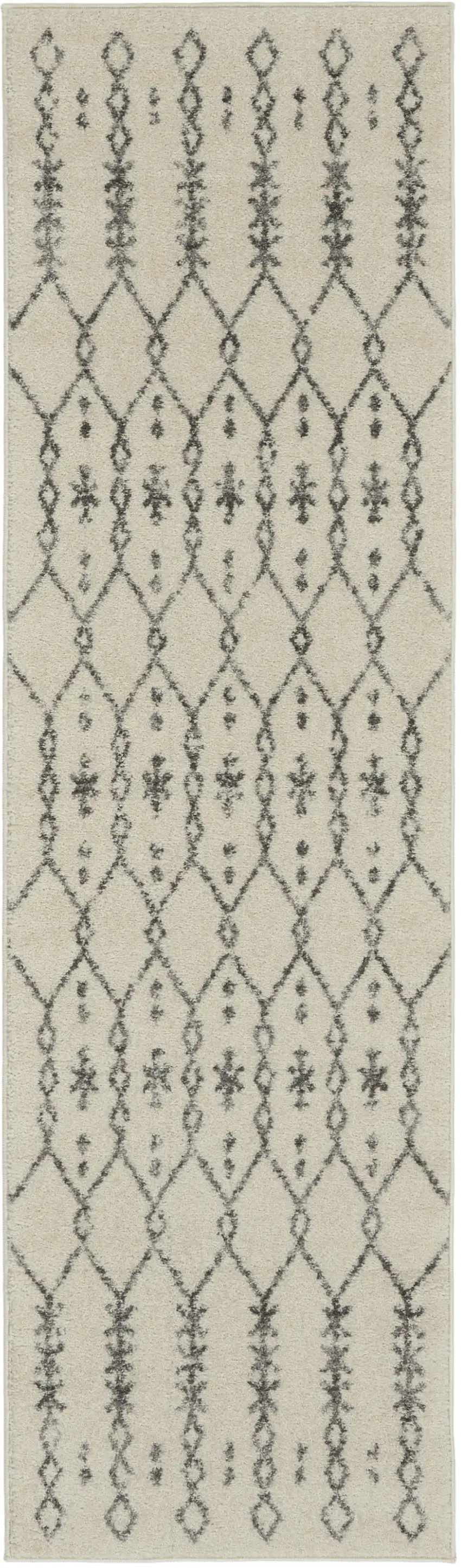 8' Gray Geometric Power Loom Runner Rug Photo 8