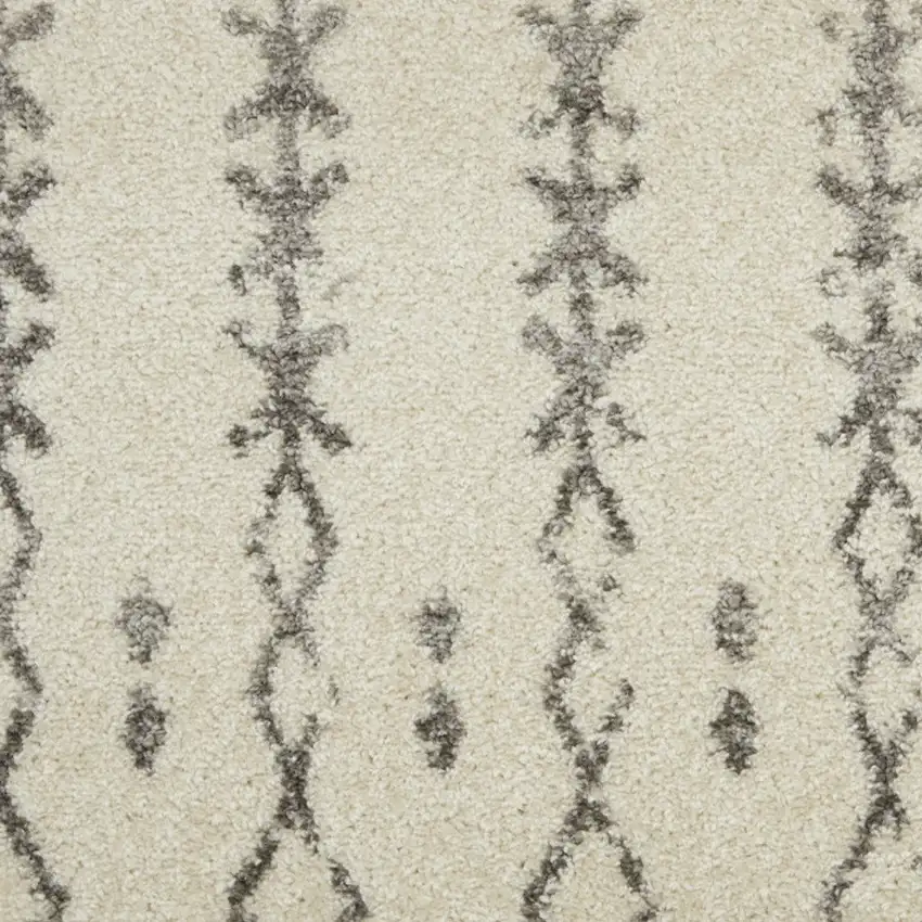 8' Gray And Ivory Geometric Distressed Runner Rug Photo 4