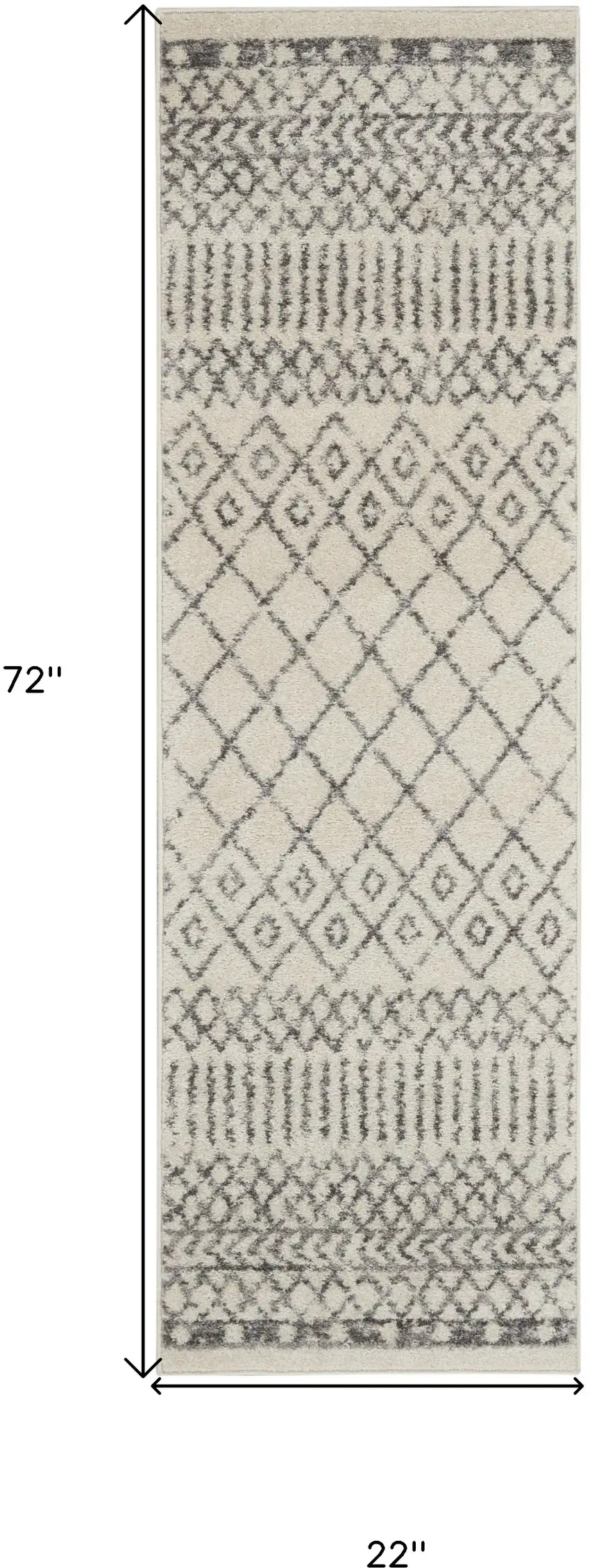 6' Gray And Ivory Geometric Distressed Runner Rug Photo 7
