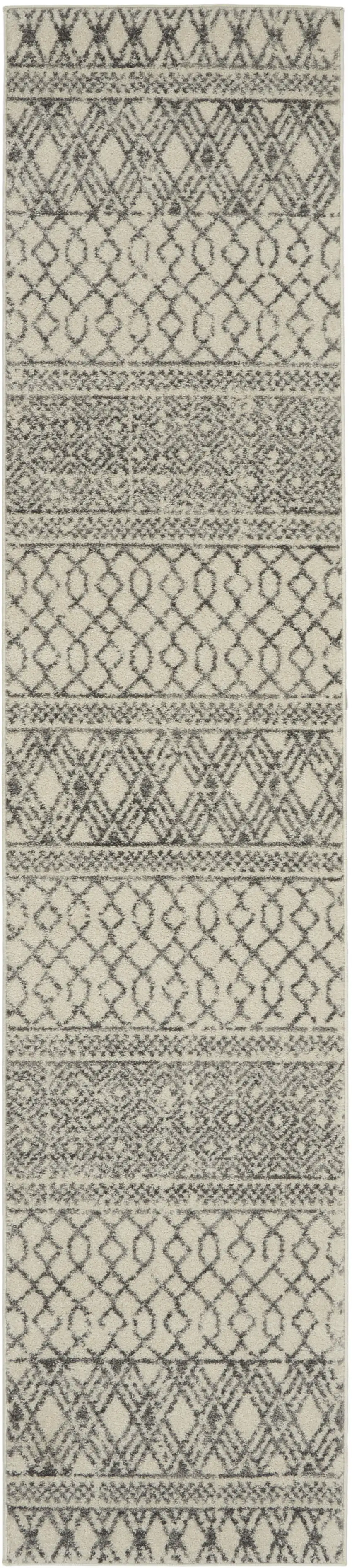 10' Gray Geometric Power Loom Runner Rug Photo 9