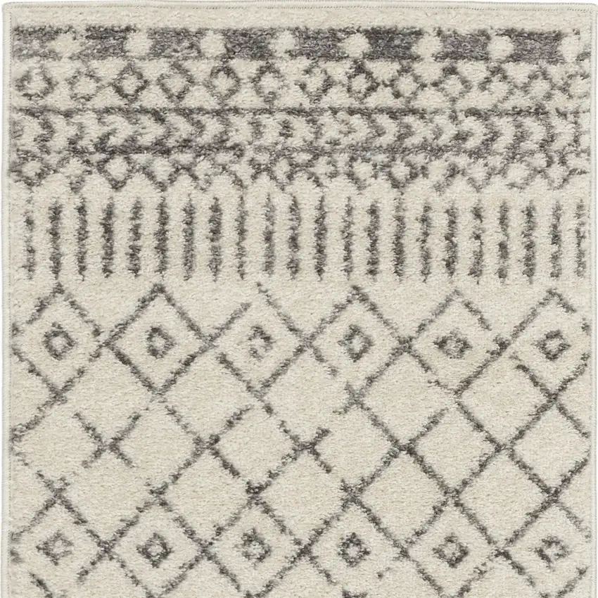 Gray And Ivory Geometric Distressed Area Rug Photo 4