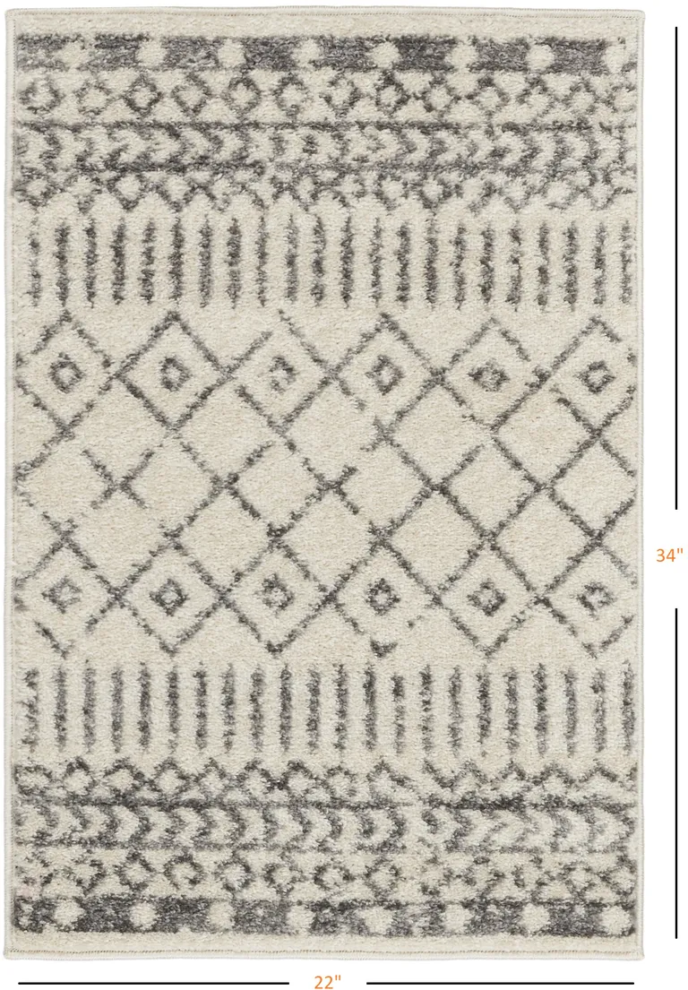 Ivory and Gray Geometric Scatter Rug Photo 1