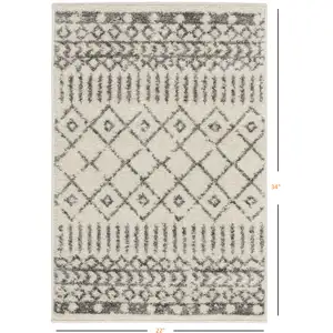 Photo of Ivory and Gray Geometric Scatter Rug