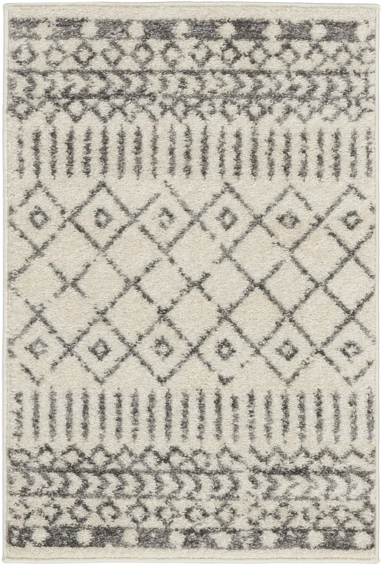 Ivory and Gray Geometric Scatter Rug Photo 3