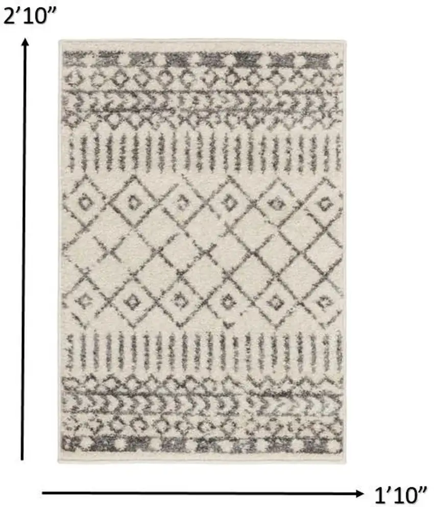 Ivory and Gray Geometric Scatter Rug Photo 8