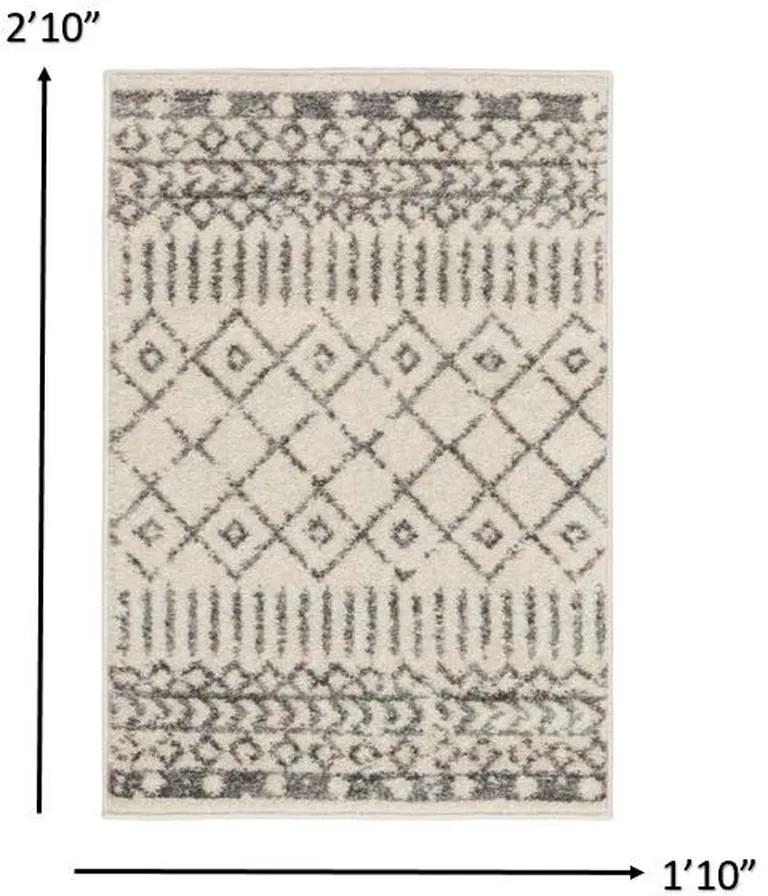 Ivory and Gray Geometric Scatter Rug Photo 2